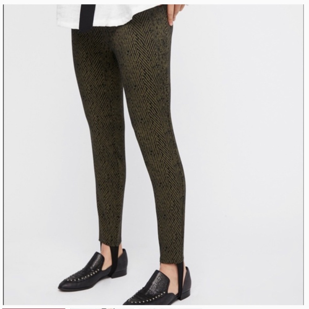 Free People Primal Stirrup Leggings Pants XS Green Black